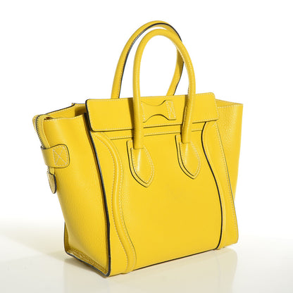 Celine Drummed Calfskin Micro Luggage Citron 3 of 8