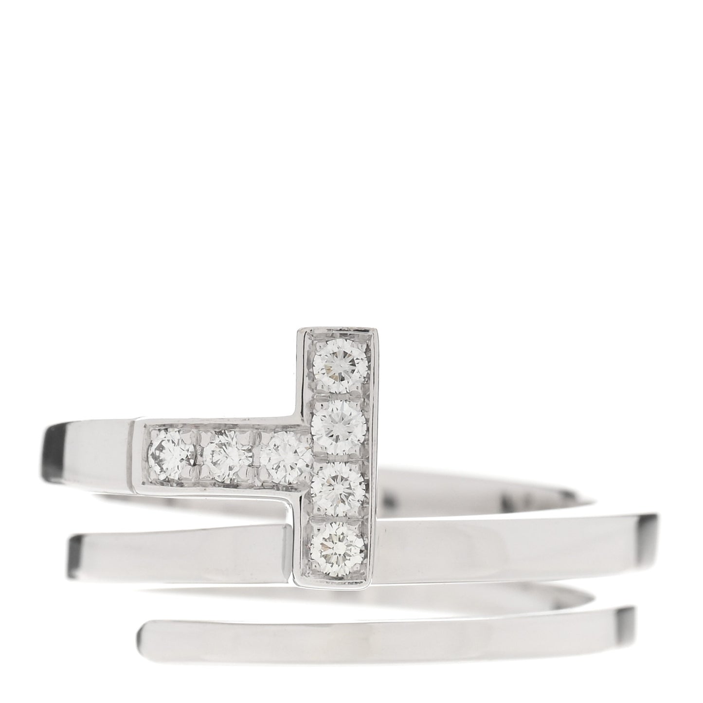 18K White Gold Diamond T Square Wrap Ring 49 4.75