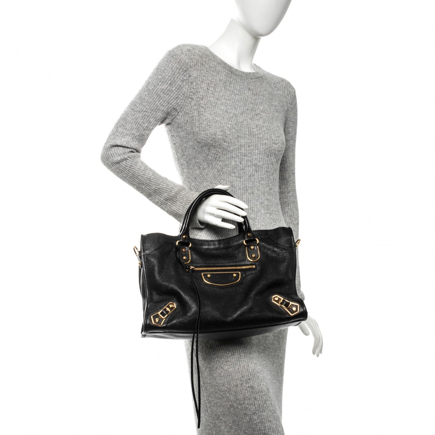 Balenciaga Chevre Gold Metallic Edge Hardware City Black 2 of 7
