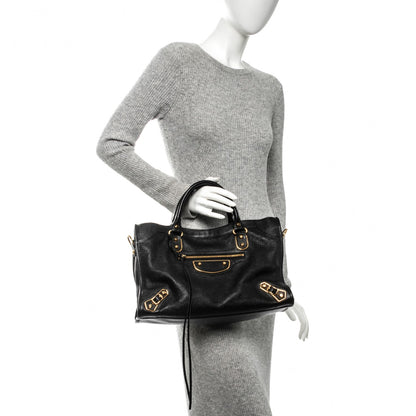 Balenciaga Chevre Gold Metallic Edge Hardware City Black 2 of 7