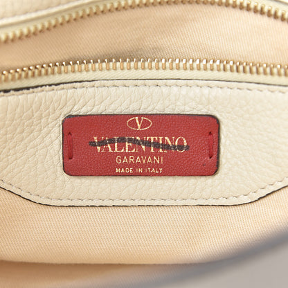 Valentino Garavani Pebbled Calfskin Rockstud Single Handle Flap Bag Light Ivory 6 of 15