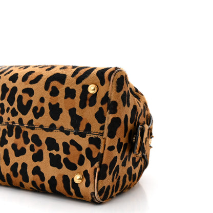 Prada Pony Hair Leopard Print Large Cavallino Miele Moro 10 of 14