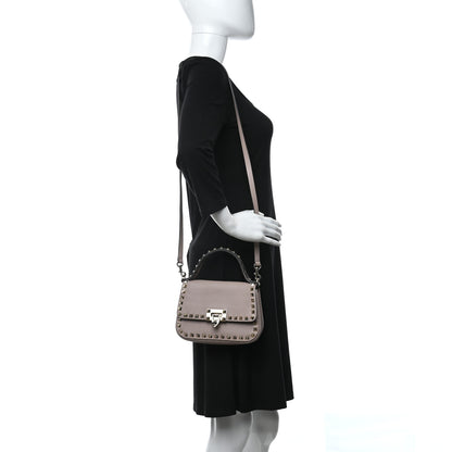 Valentino Garavani Grainy Calfskin Small Rockstud Top Handle Bag Poudre 2 of 8