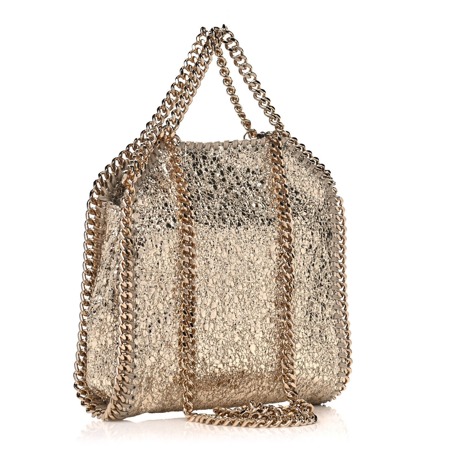 Stella McCartney Metallic Crackle Tiny Falabella Tote Gold 3 of 11