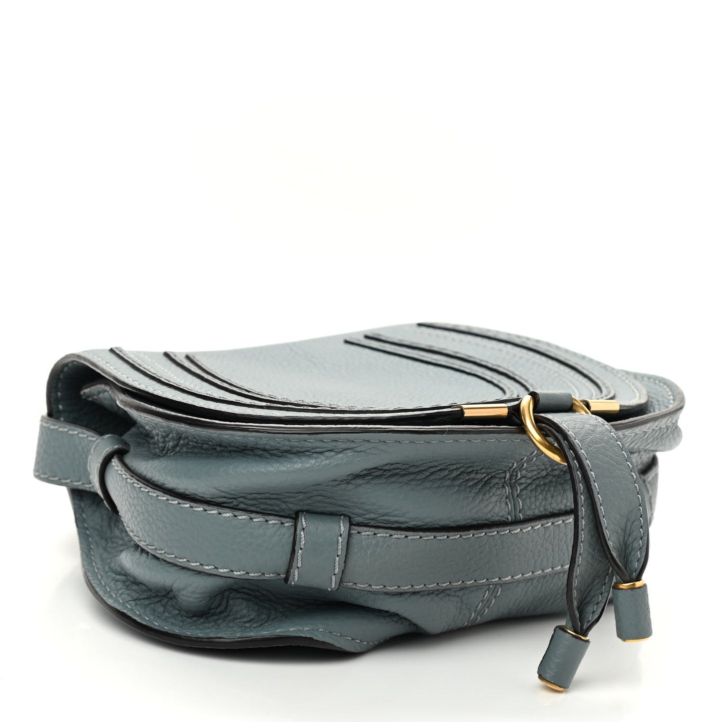 Calfskin Mini Marcie Round Crossbody Bag Rainy Blue
