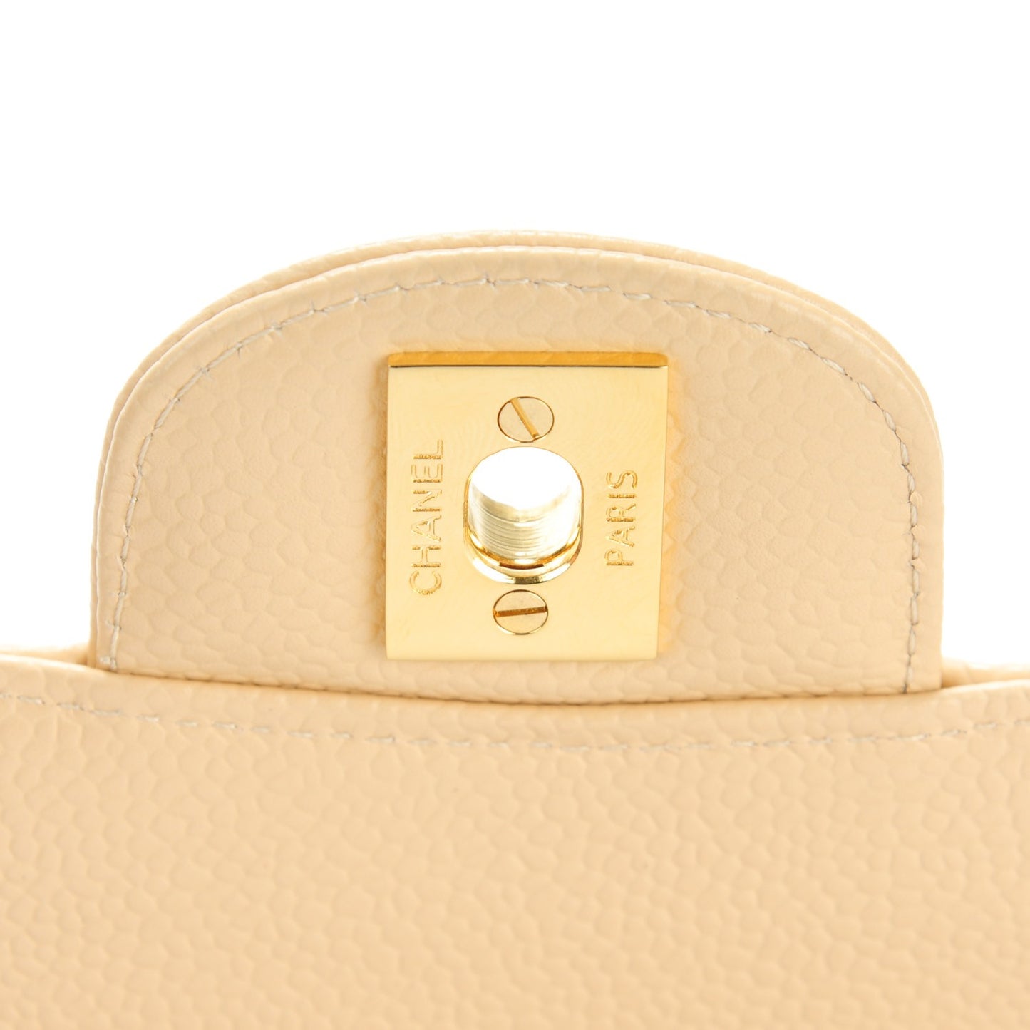Caviar Quilted Medium Double Flap Beige Clair