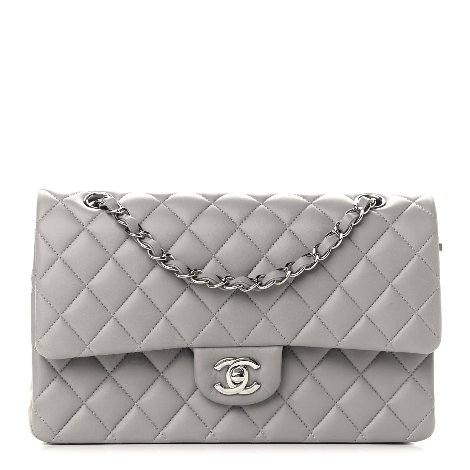 Chanel Lambskin Quilted Medium Double Flap Grey 1 of 8