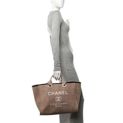 Chanel Canvas Medium Deauville Tote Beige Brown 2 of 10