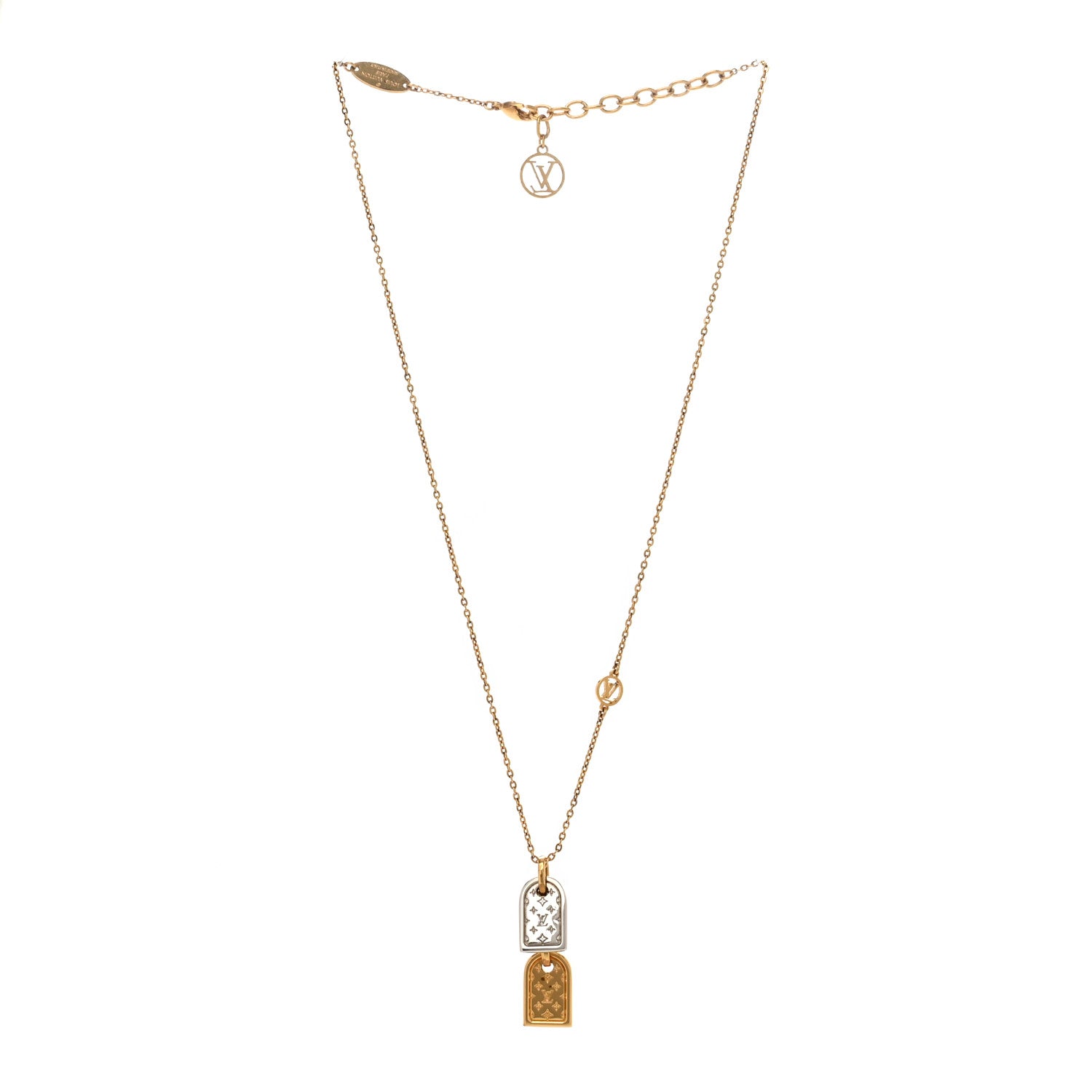 Louis Vuitton Nanogram Name Tag Necklace Gold 3 of 6