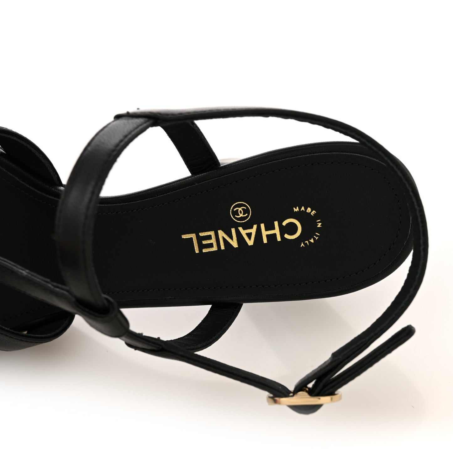 Lambskin Logo Platform Sandals 36 Black