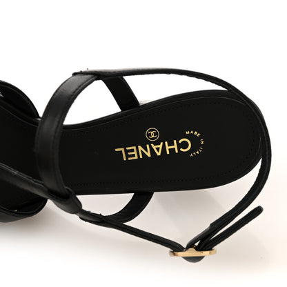 Chanel Lambskin Logo Platform Sandals 36 Black 8 of 10