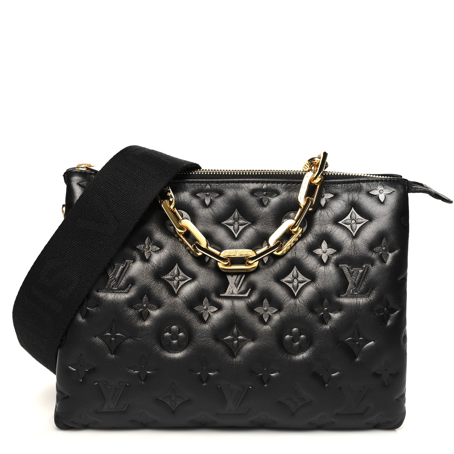 Lambskin Embossed Monogram Coussin PM Black