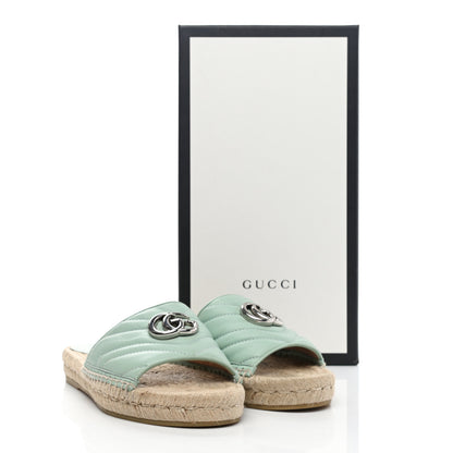 Gucci Nappa Matelasse GG Marmont Espadrille Slide Sandals 38 Water Green 10 of 10