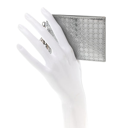 Christian Dior Metallic Patent Micro-Cannage Lady Dior Card Holder Silver 2 of 7