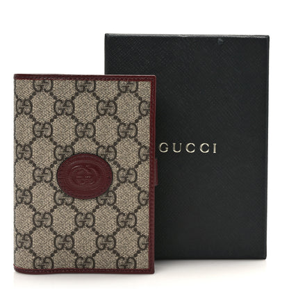 Gucci GG Supreme Monogram Azalea Calfskin Retro Interlocking G Passport Case Beige Red 7 of 7
