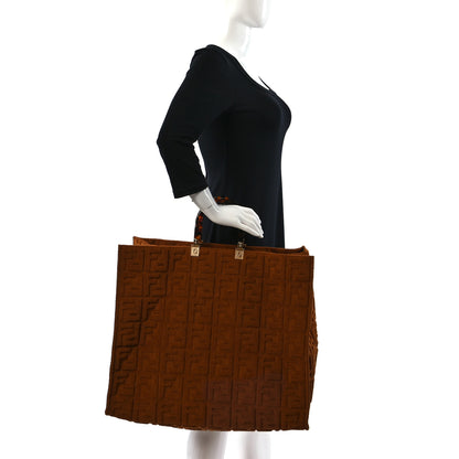 Fendi Terrycloth Plexiglass FF Embossed XL Fendi Sunshine Shopper Tote Caramel 2 of 7