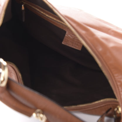 Gucci Leather Medium Horsebit Chain Hobo Tan 5 of 10
