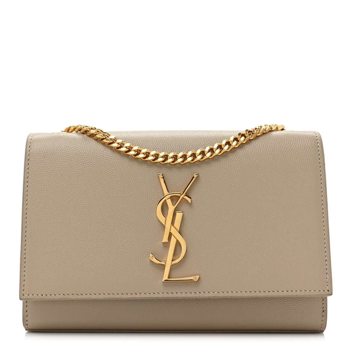Saint Laurent Grain De Poudre Small Monogram Kate Satchel Dark Beige 1 of 15