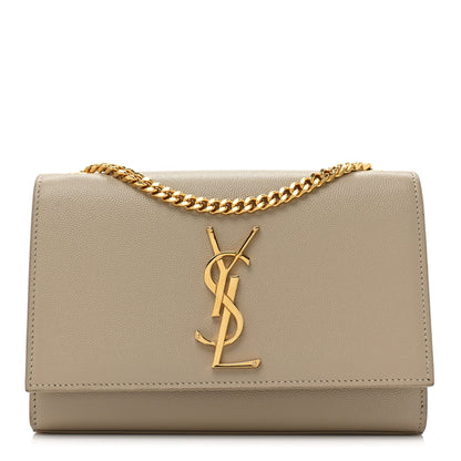 Saint Laurent Grain De Poudre Small Monogram Kate Satchel Dark Beige 1 of 15