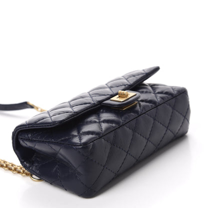 Chanel Aged Calfskin Quilted 2.55 Reissue Flap Belt Bag Clutch Navy 4 of 10