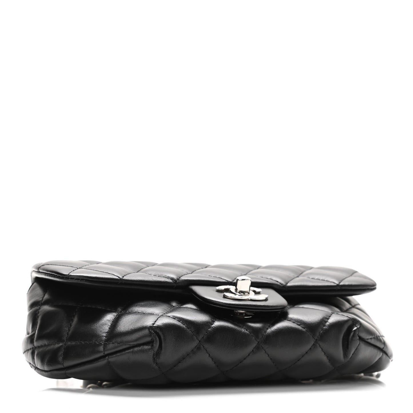 Calfskin Quilted CC Uniform Flap Belt Bag Black