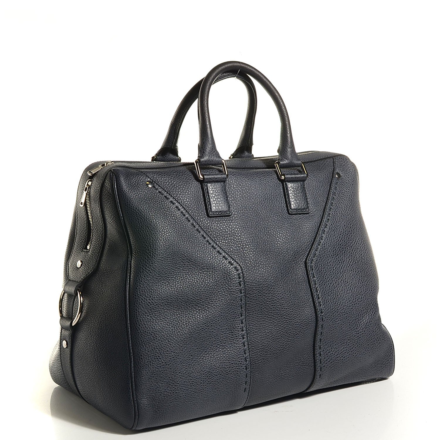 Saint Laurent Grained Leather Oversized Muse Bowler Blue 3 of 8