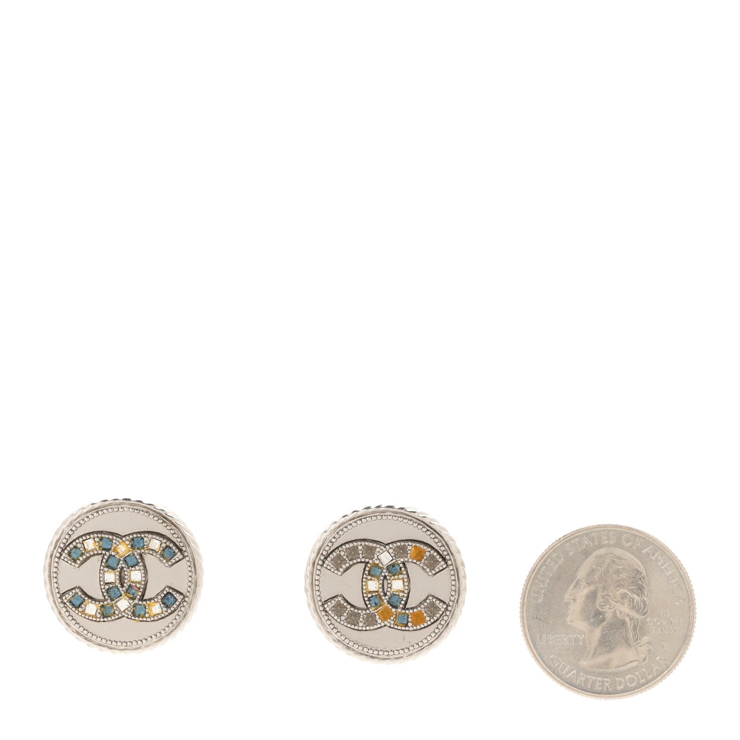 Chanel Ruthenium Crystal CC Round Earrings 2 of 4