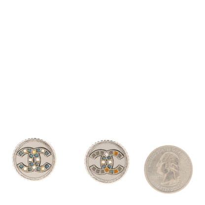 Chanel Ruthenium Crystal CC Round Earrings 2 of 4