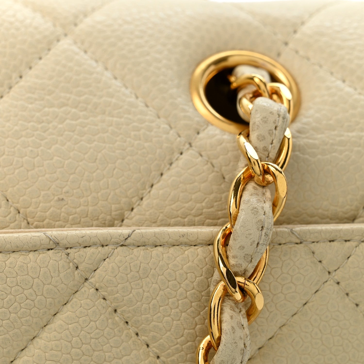 Chanel Caviar Quilted Medium Single Flap Light Beige 13 of 14