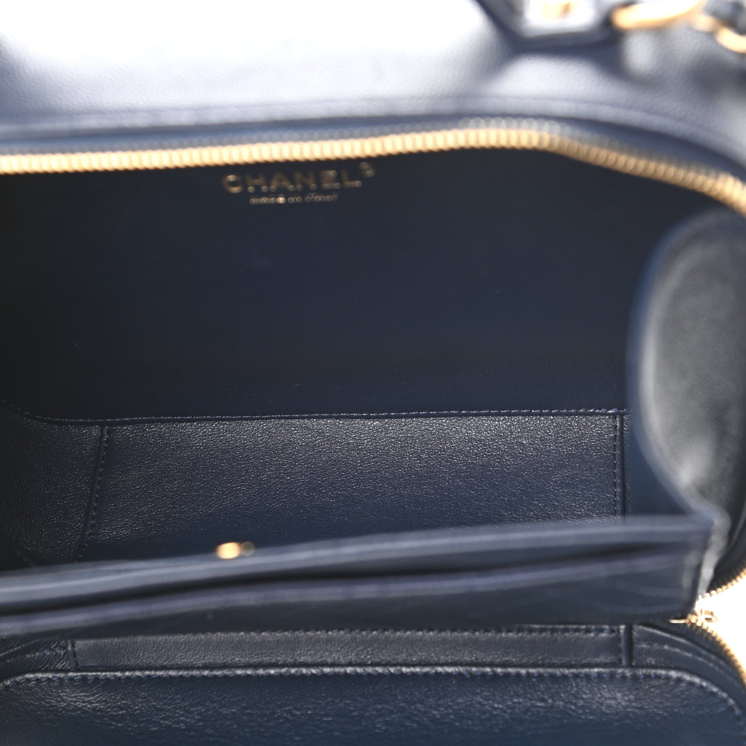 Chanel Caviar Quilted Large CC Filigree Vanity Case Navy 4 of 11