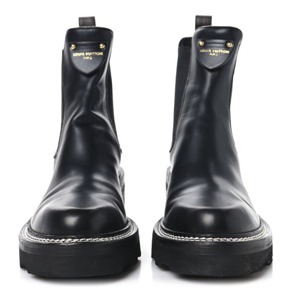 Louis Vuitton Calfskin Monogram Beaubourg Ankle Boots 39 Black 3 of 9