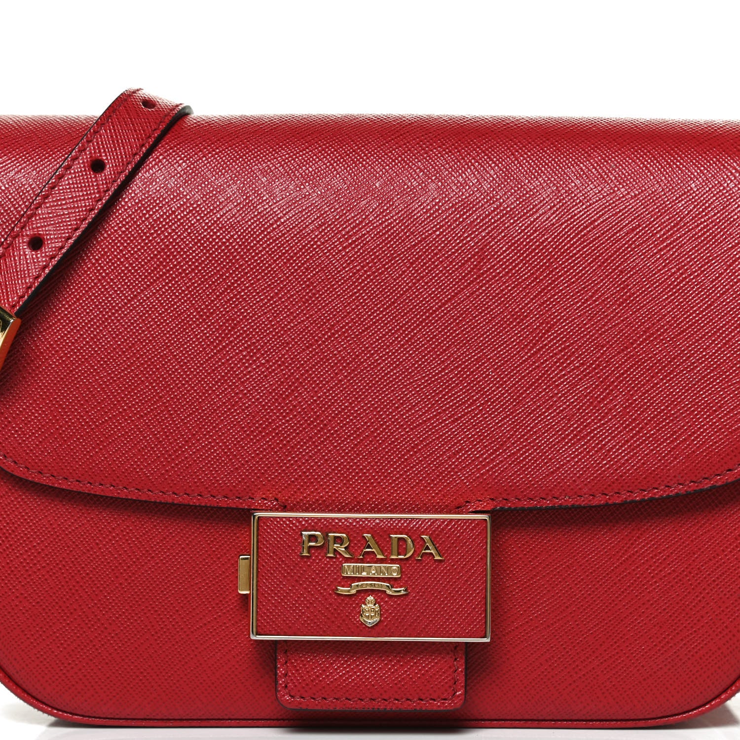Prada Saffiano Lux Embleme Flap Shoulder Bag Fuoco 8 of 12