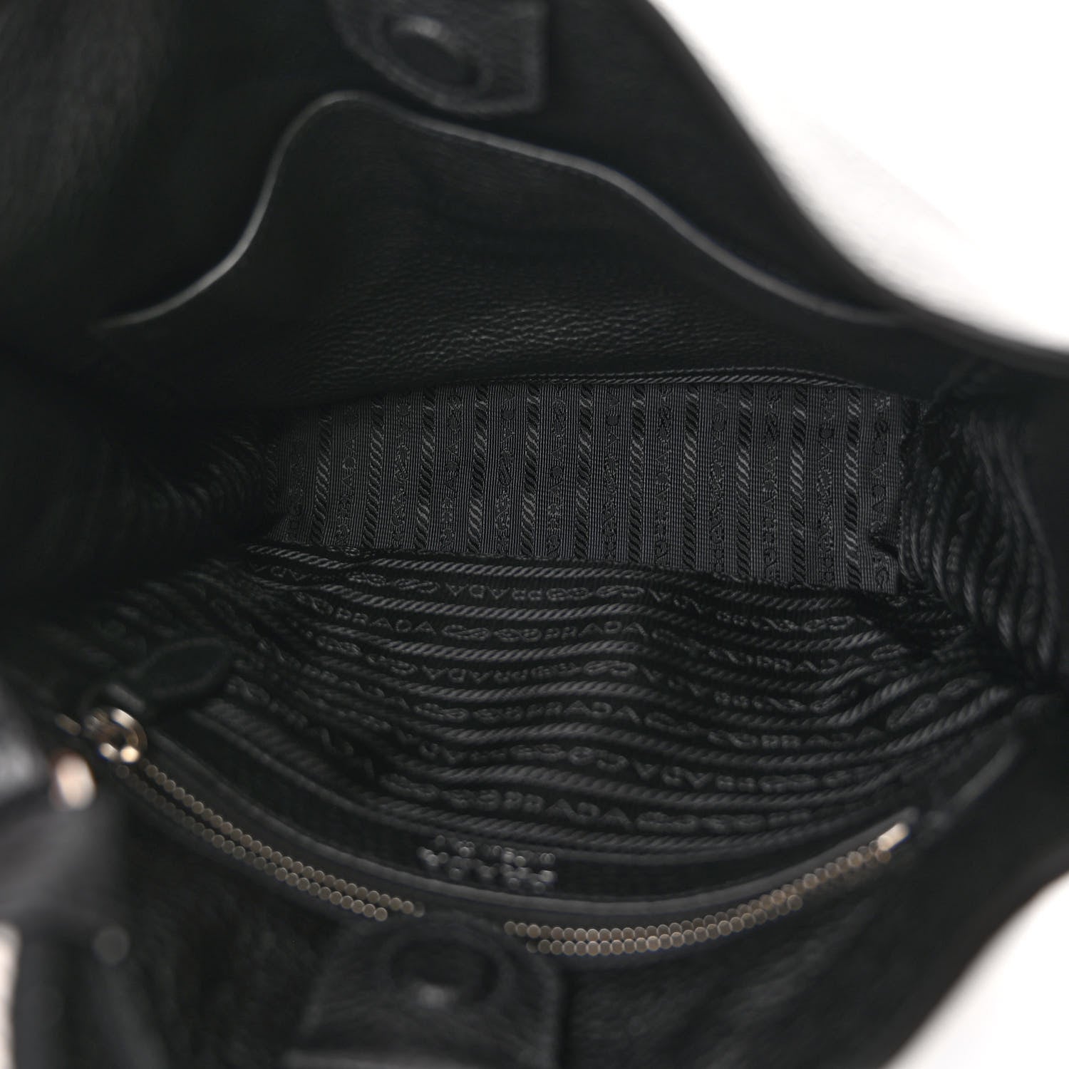 Prada Vitello Daino Soft Hobo Messenger Bag Black 5 of 9