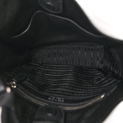 Prada Vitello Daino Soft Hobo Messenger Bag Black 5 of 9