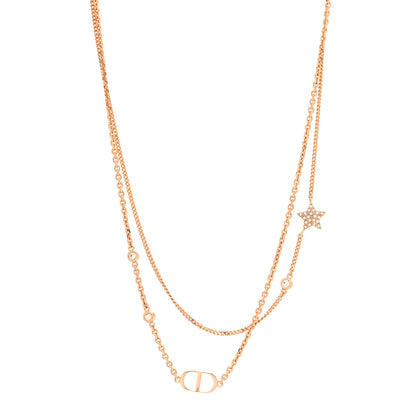 Christian Dior Metal Crystal Petit CD Double Necklace Gold 1 of 5