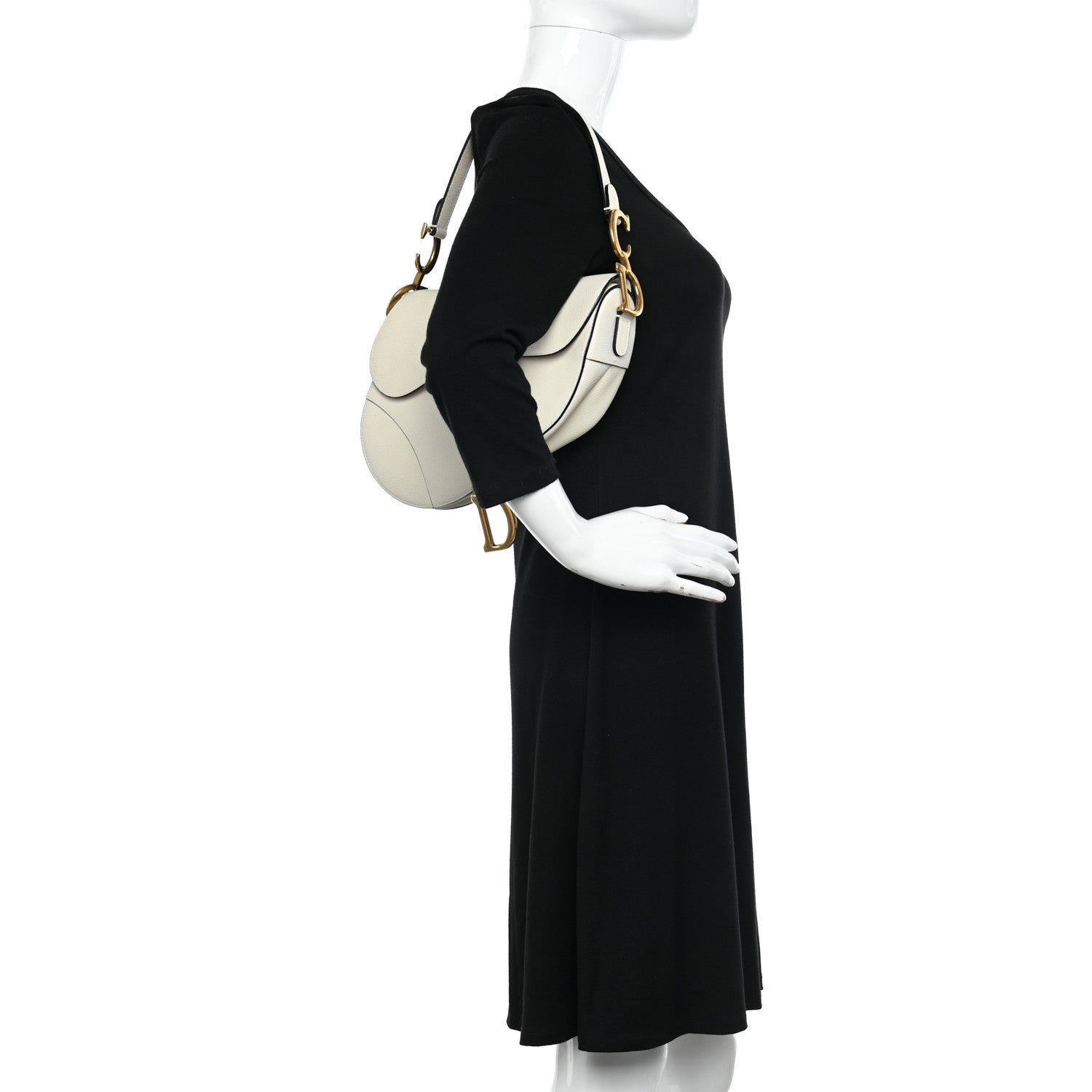 Christian Dior Grained Calfskin Saddle Bag White 2 of 13