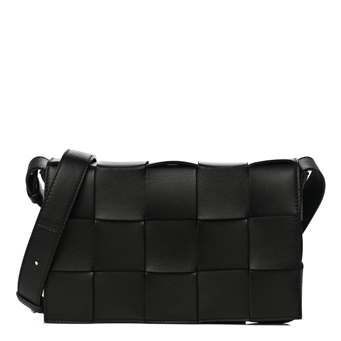 Lambskin Maxi Intrecciato Cassette Crossbody Bag Black