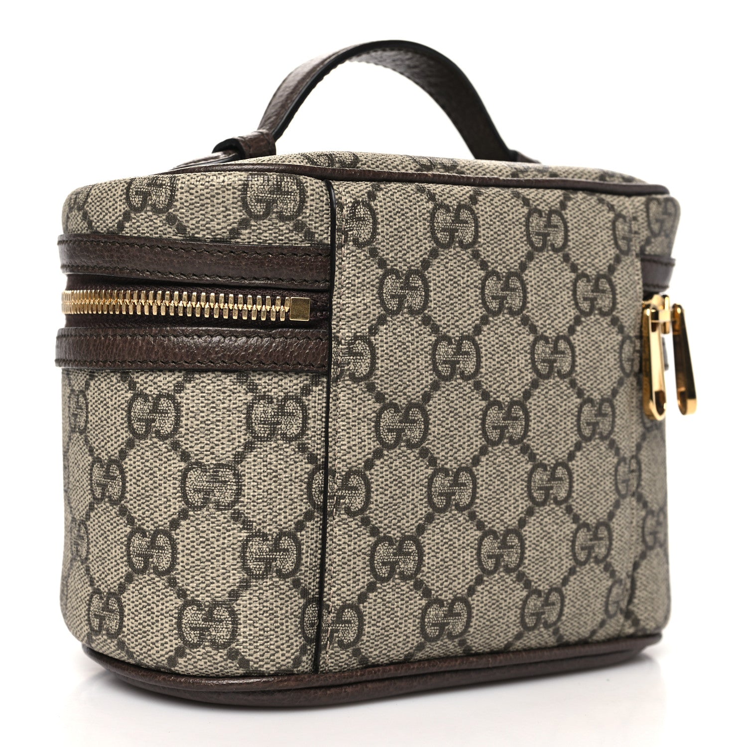 Gucci GG Supreme Monogram Textured Calfskin Web Ophidia Vanity Cosmetic Case Beige Ebony New Acero 3 of 10