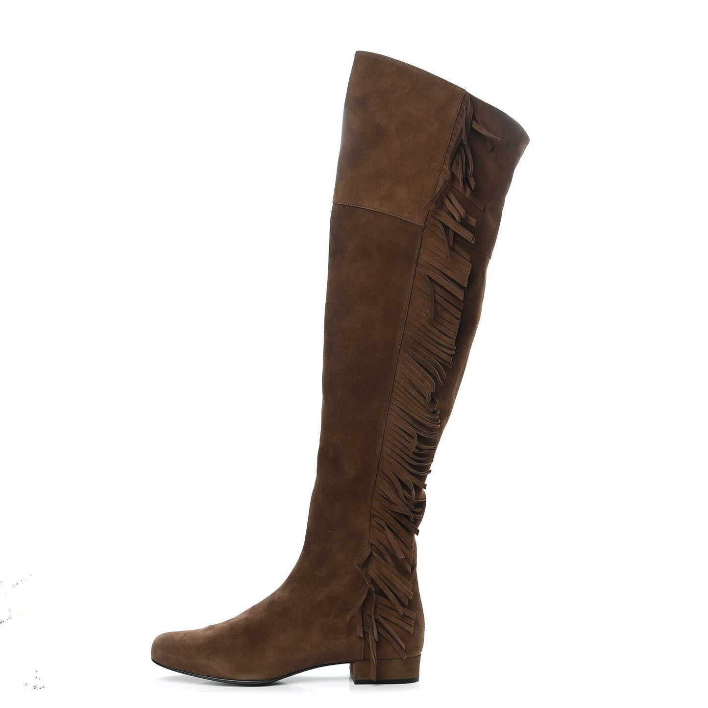 Suede Goatskin BB 20 Over The Knee Fringed Boots 38.5 Coffee Brown