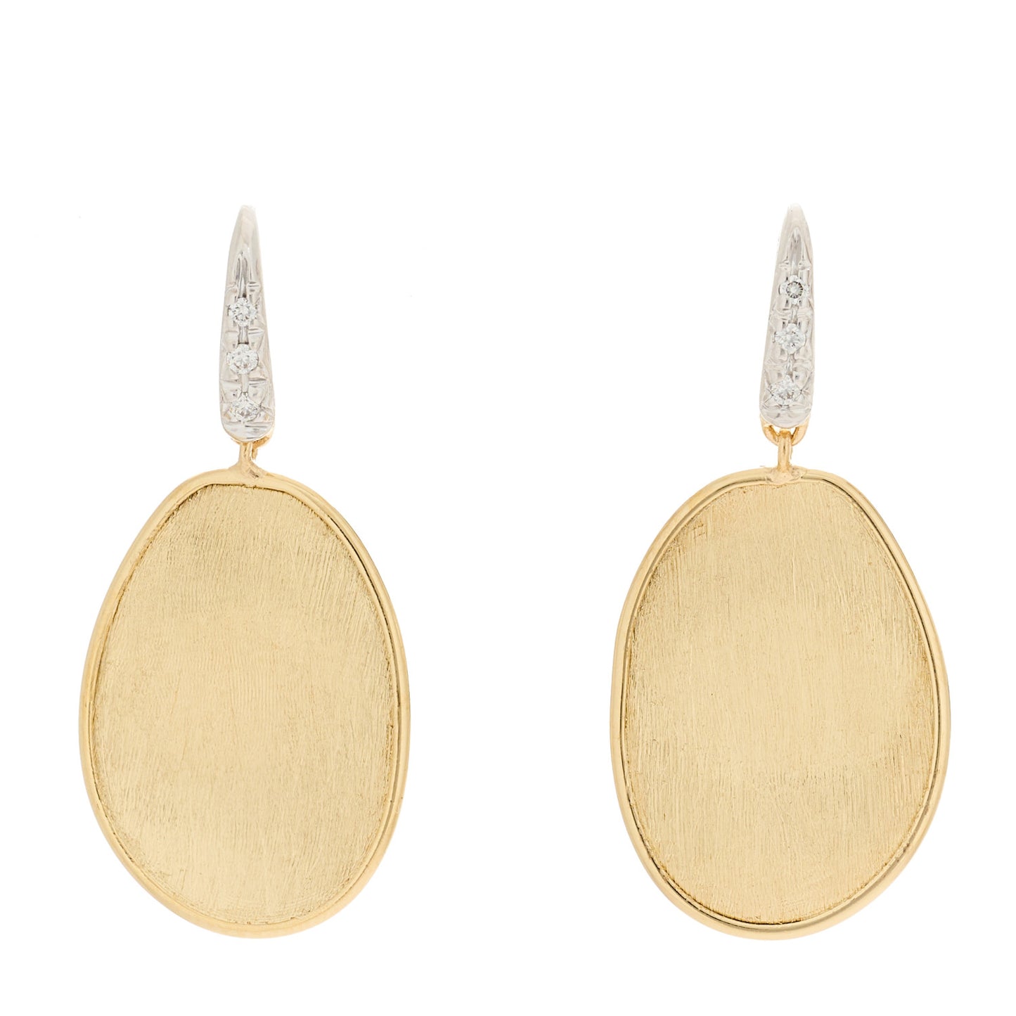 18K Yellow White Gold Diamond Small Lunaria Drop Earrings