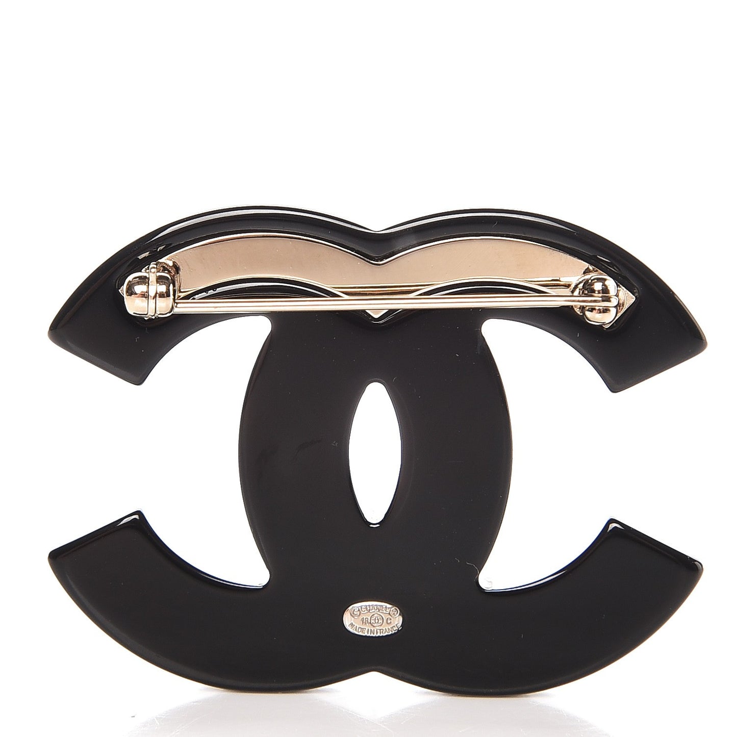 Resin Pearl Enamel Flower CC Brooch Gold Black Blue