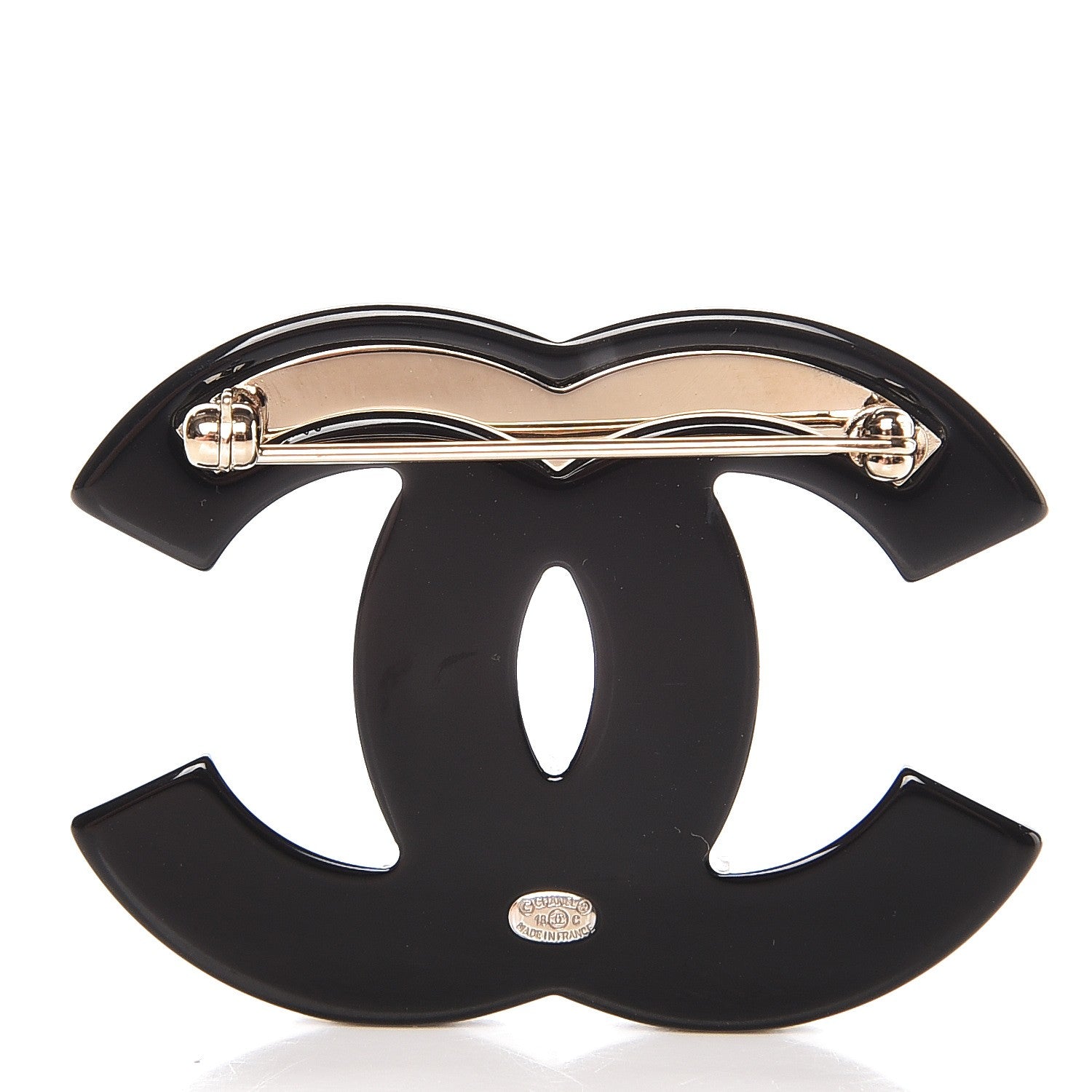 Chanel Resin Pearl Enamel Flower CC Brooch Gold Black Blue 3 of 5