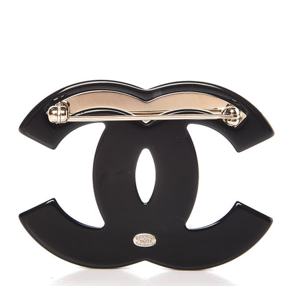 Chanel Resin Pearl Enamel Flower CC Brooch Gold Black Blue 3 of 5