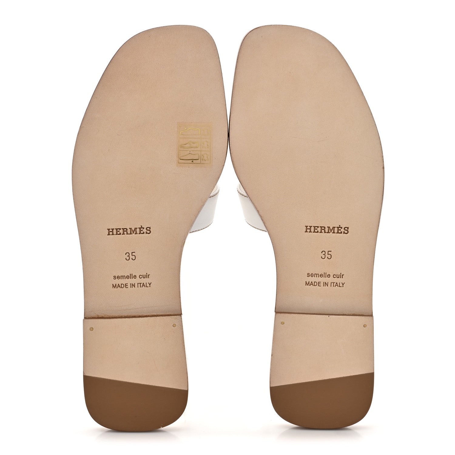 Hermes Box Calfskin Oran Sandals 35 White 5 of 9