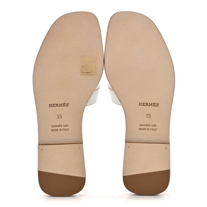 Hermes Box Calfskin Oran Sandals 35 White 5 of 9