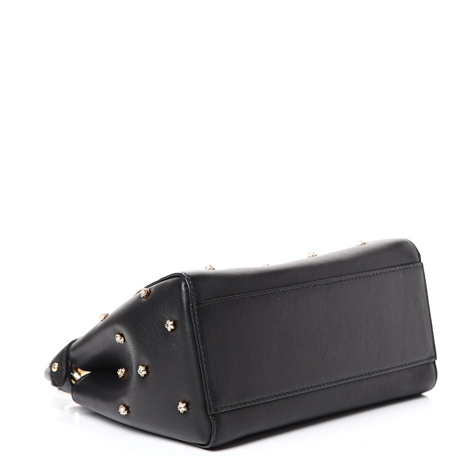 Fendi Nappa Crystal Studded XS Peekaboo Iconic Satchel Black 3 of 10