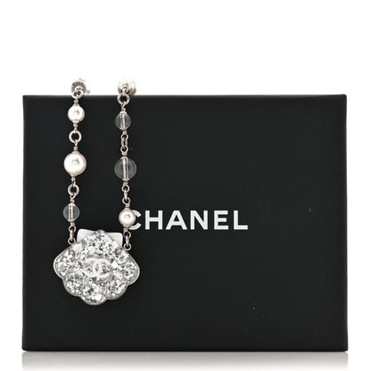Chanel Pearl Resin Glitter CC Shell Necklace Silver 5 of 5