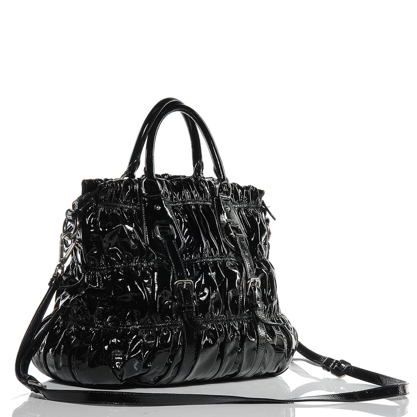 Vernice Gaufre Tote Black