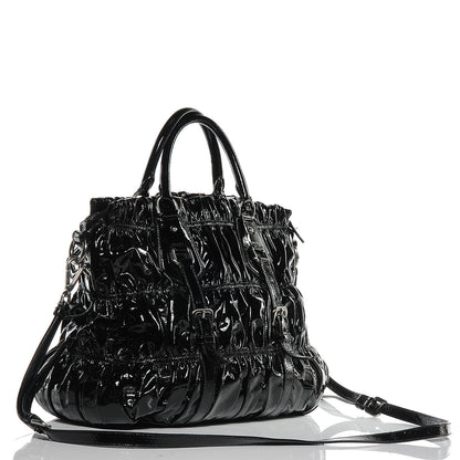 Prada Vernice Gaufre Tote Black 3 of 9