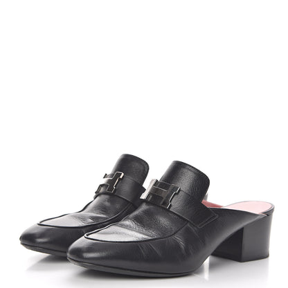 Hermes Goatskin Paradis Mules 37 Black 3 of 11